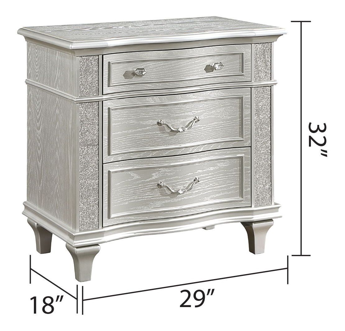 Paris 3-Drawer Wood Veneer Nightstand