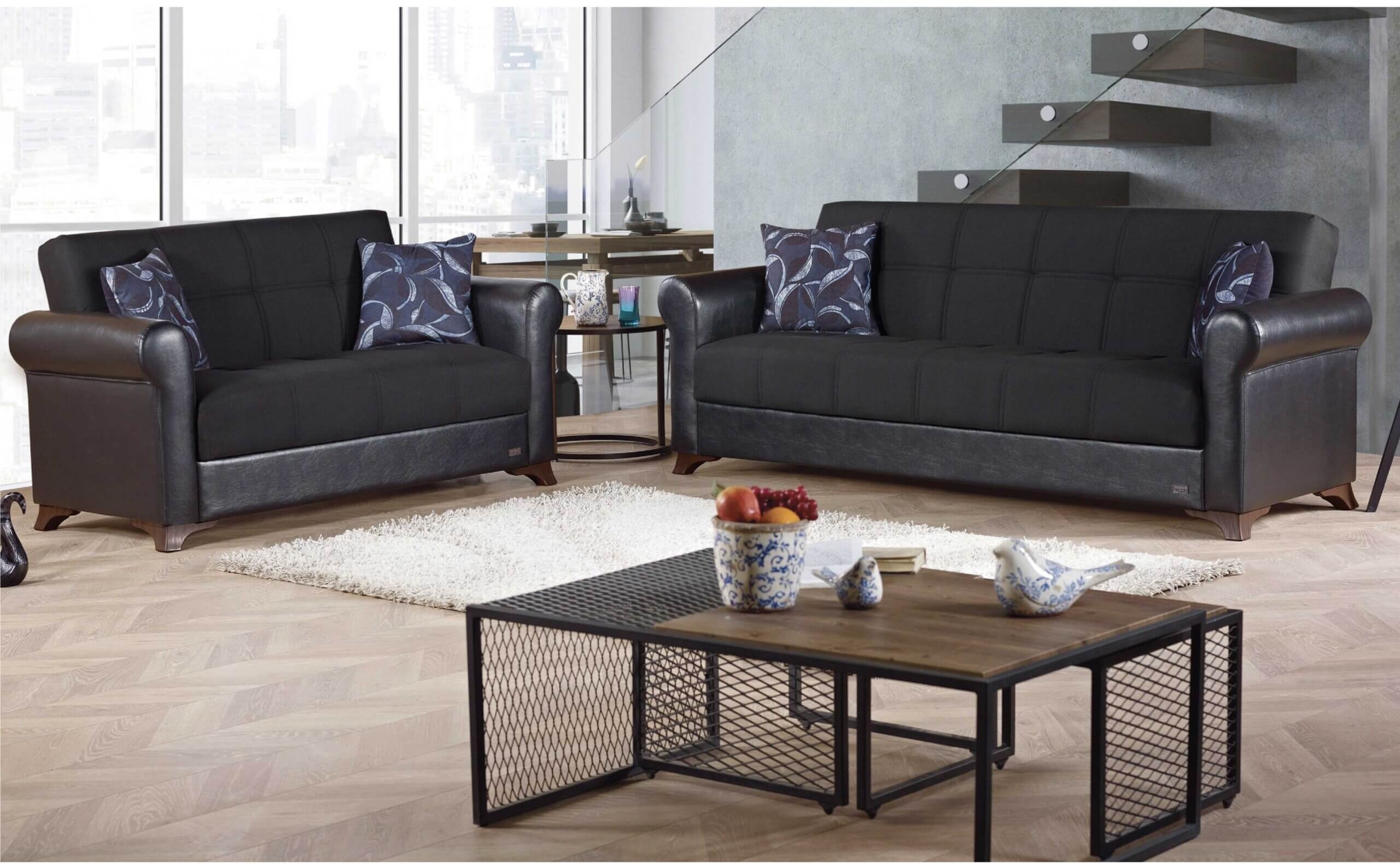 Passaic Fabric/Leatherette Storage Sofabed