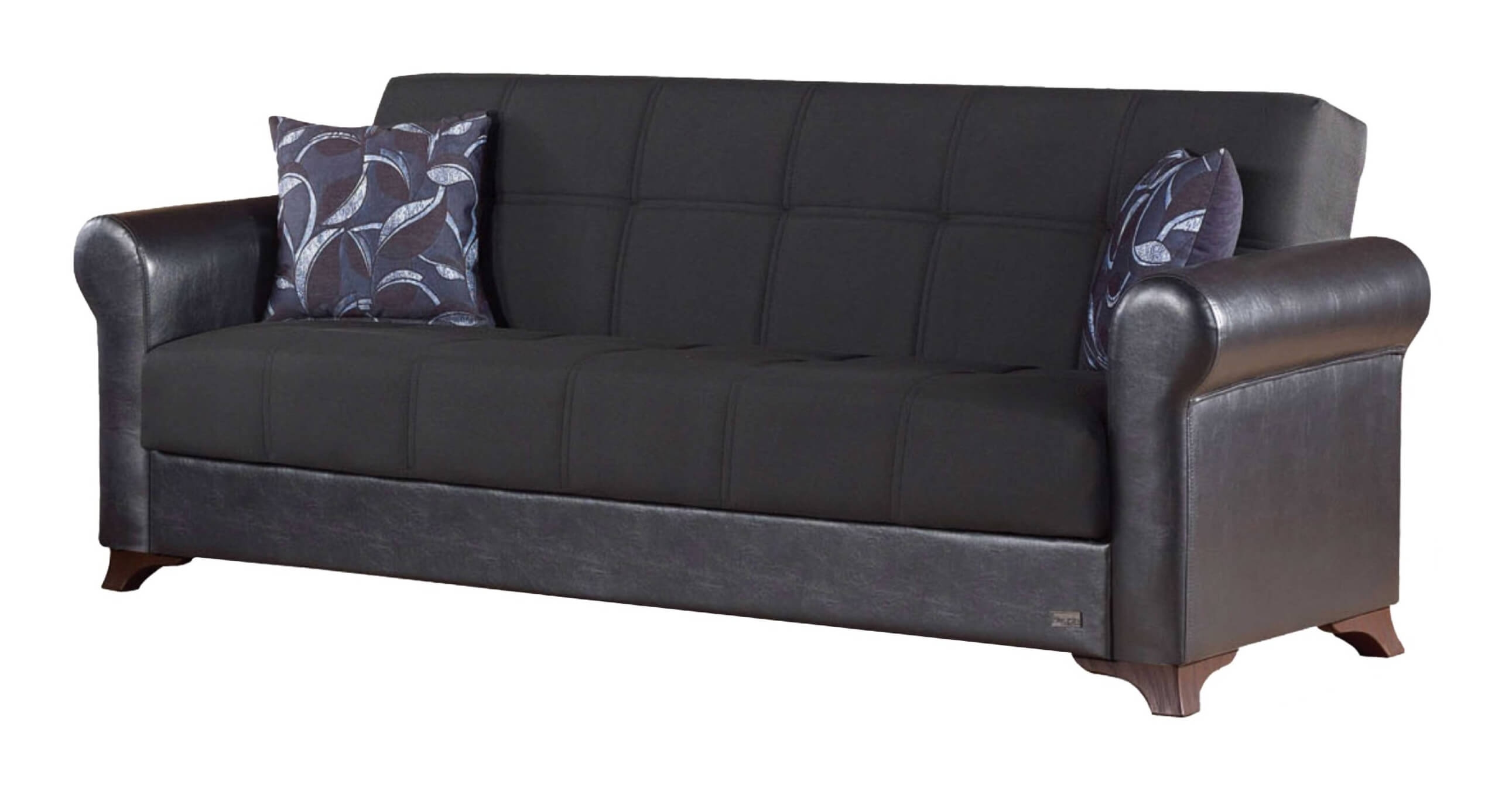 Passaic  in. Convertible Sleeper Sofa in Black with Storage