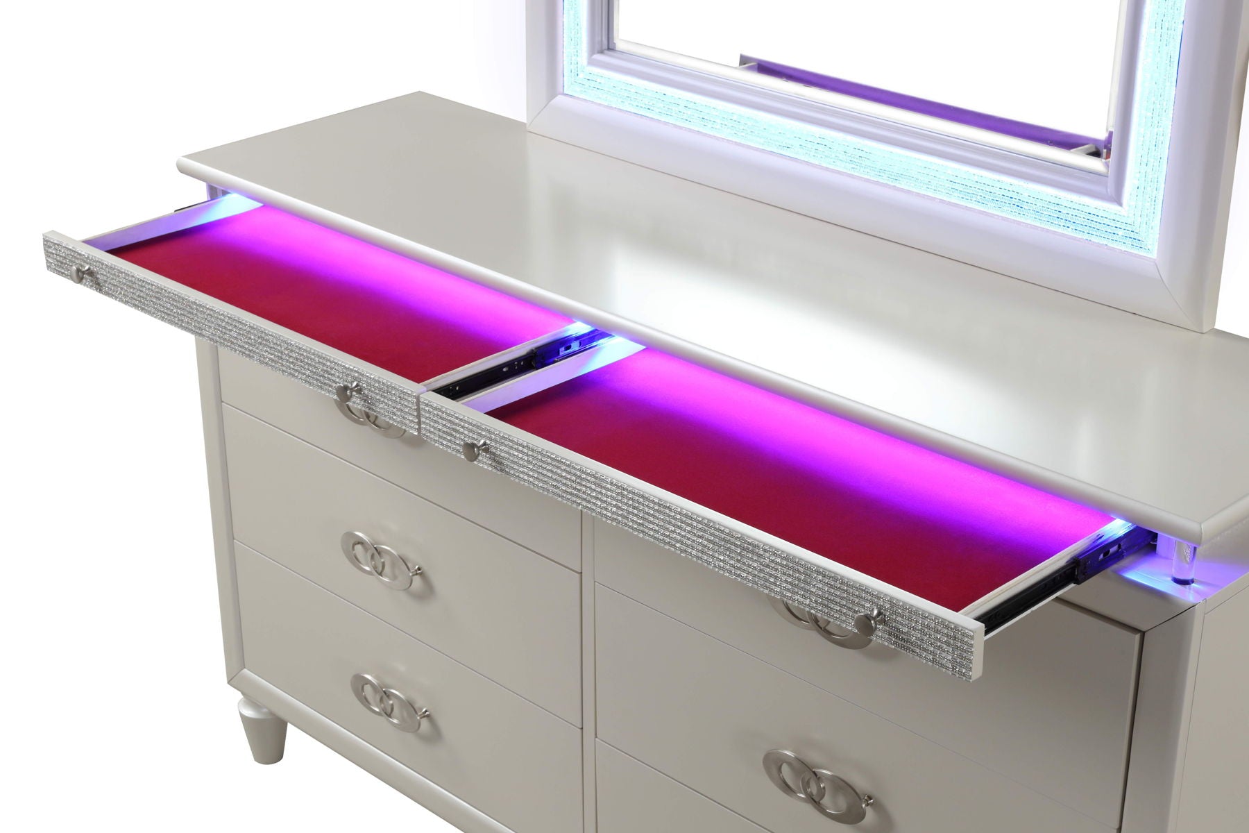 Passion 6-Drawer Wood Veneer Dresser with LED Lighting