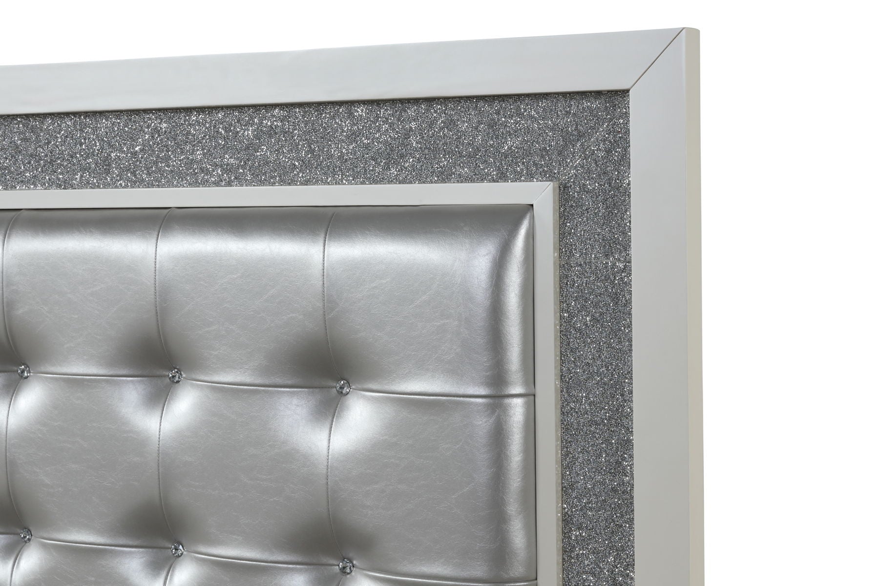 Passion King Size Bed with Leatherette Upholstered Headboard & LED Lighting