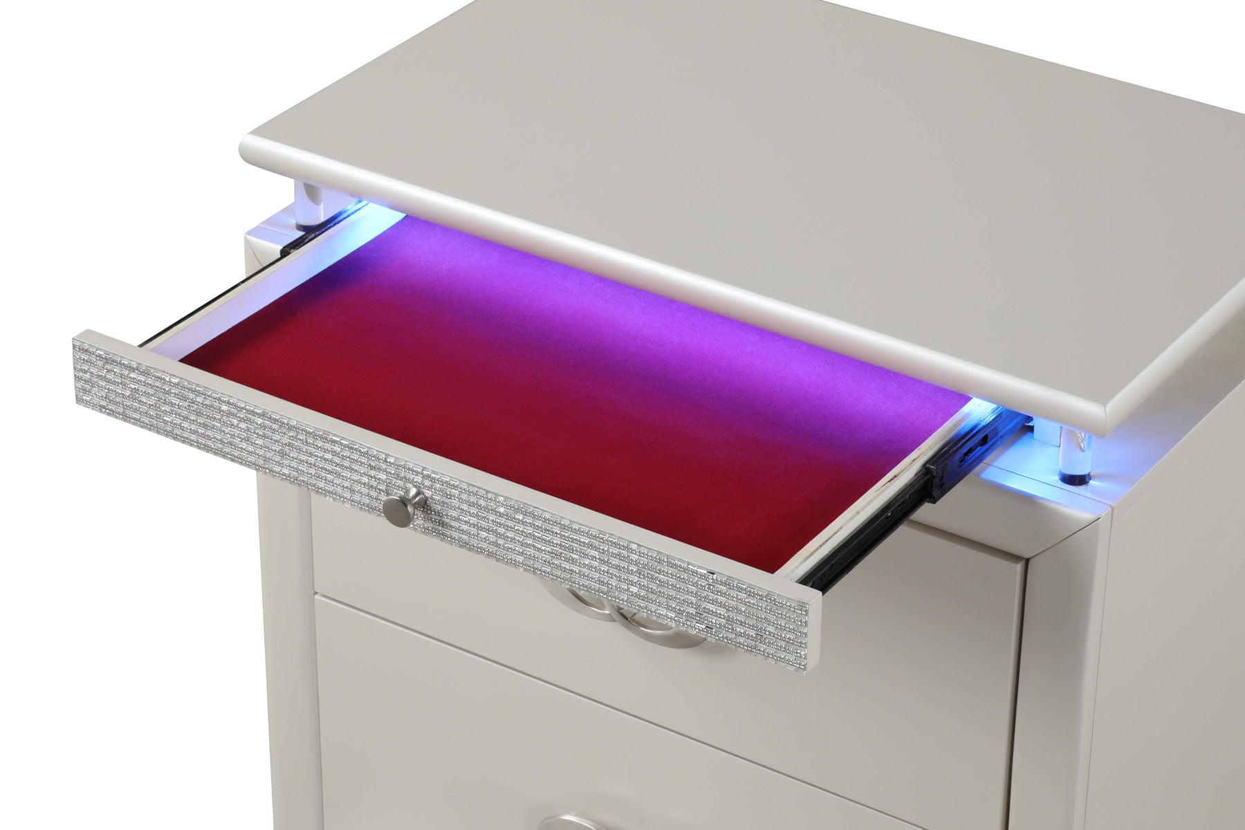 Passion 2-Drawer Wood Veneer Nightstand with LED Lighting