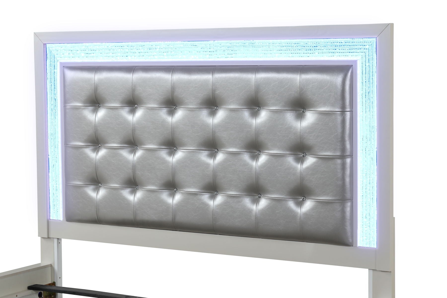 Passion Bed with Leatherette Upholstered Headboard & LED Lighting