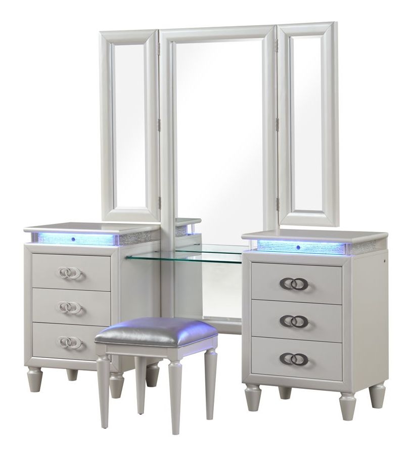  Passion Led Vanity Set Made With Wood In Milky White  Thumbnail: Passion Led Vanity Set Made With Wood In Milky White Passion Led Vanity Set Made With Wood In Milky White