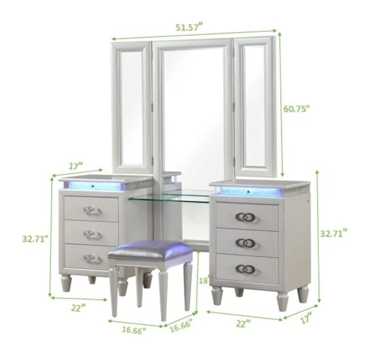 Passion 6-Drawer Wood Veneer Vanity with LED Lighting