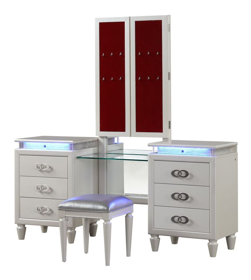 Passion 6-Drawer Wood Veneer Vanity with LED Lighting