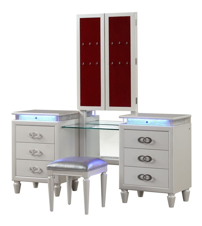 Matrix Furniture Passion Modern Adult Style 6-Drawer LED Vanity Set