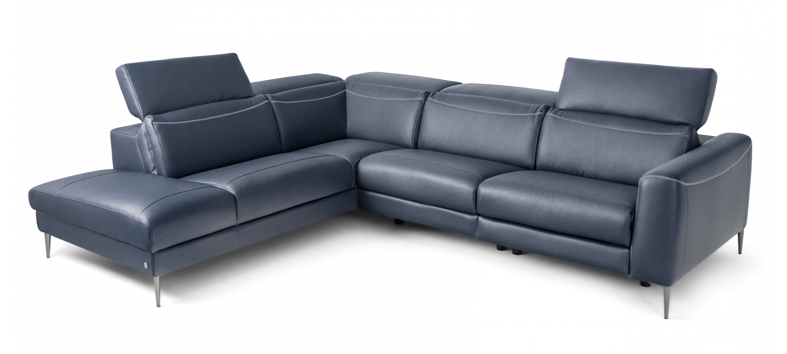 Pauline Leather L-Shaped Sectional Sofa w/ Power Recliner
