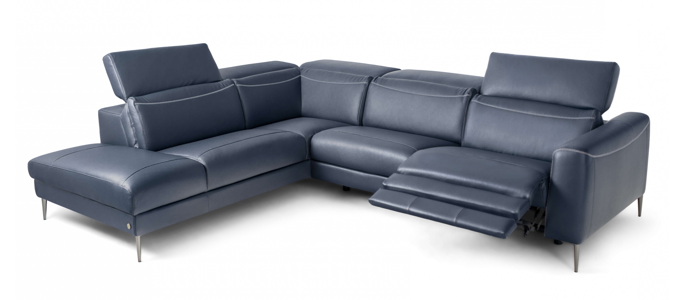 Pauline Leather L-Shaped Sectional Sofa w/ Power Recliner