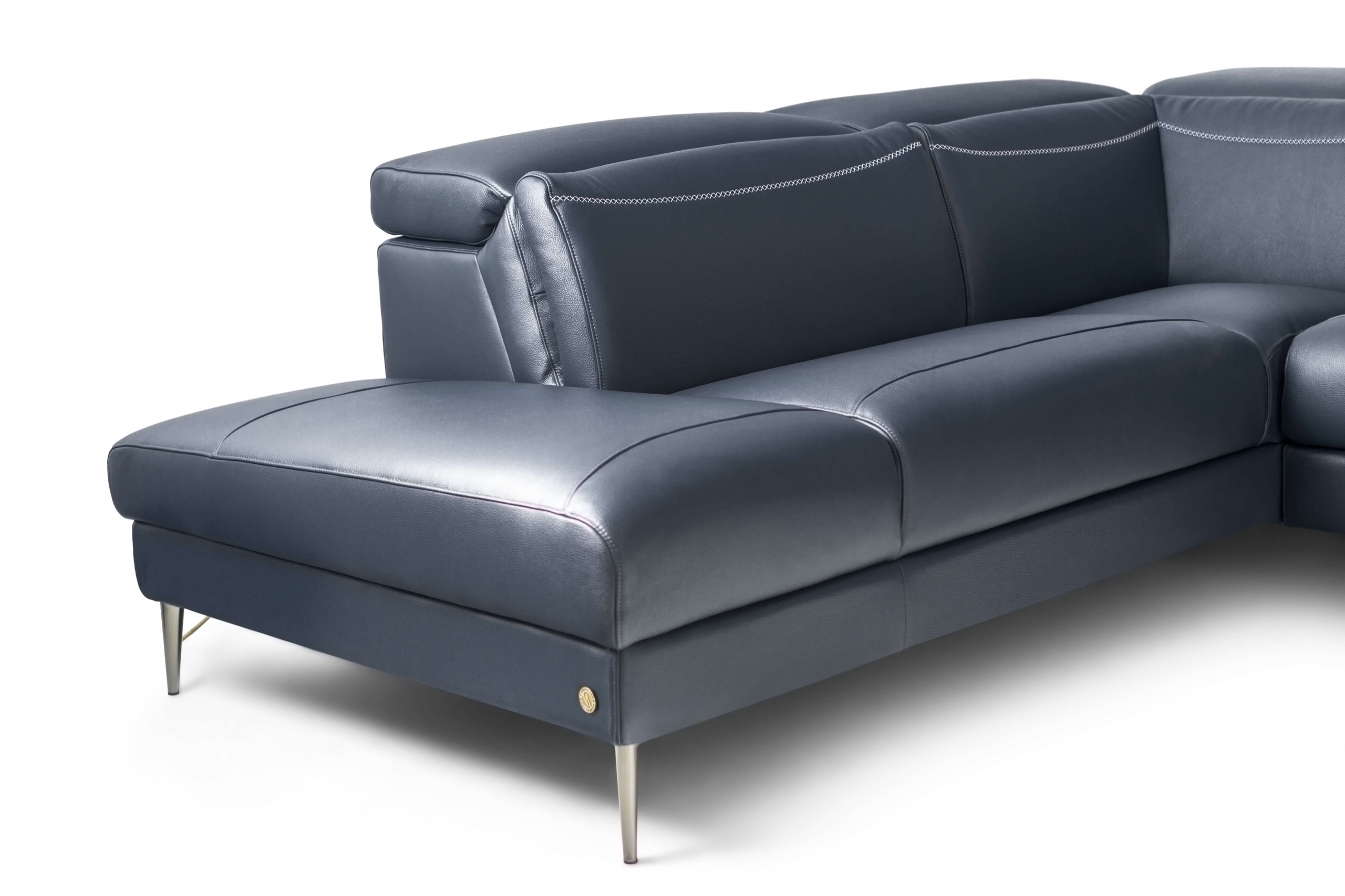 Pauline Leather L-Shaped Sectional Sofa w/ Power Recliner, Left Facing Chaise