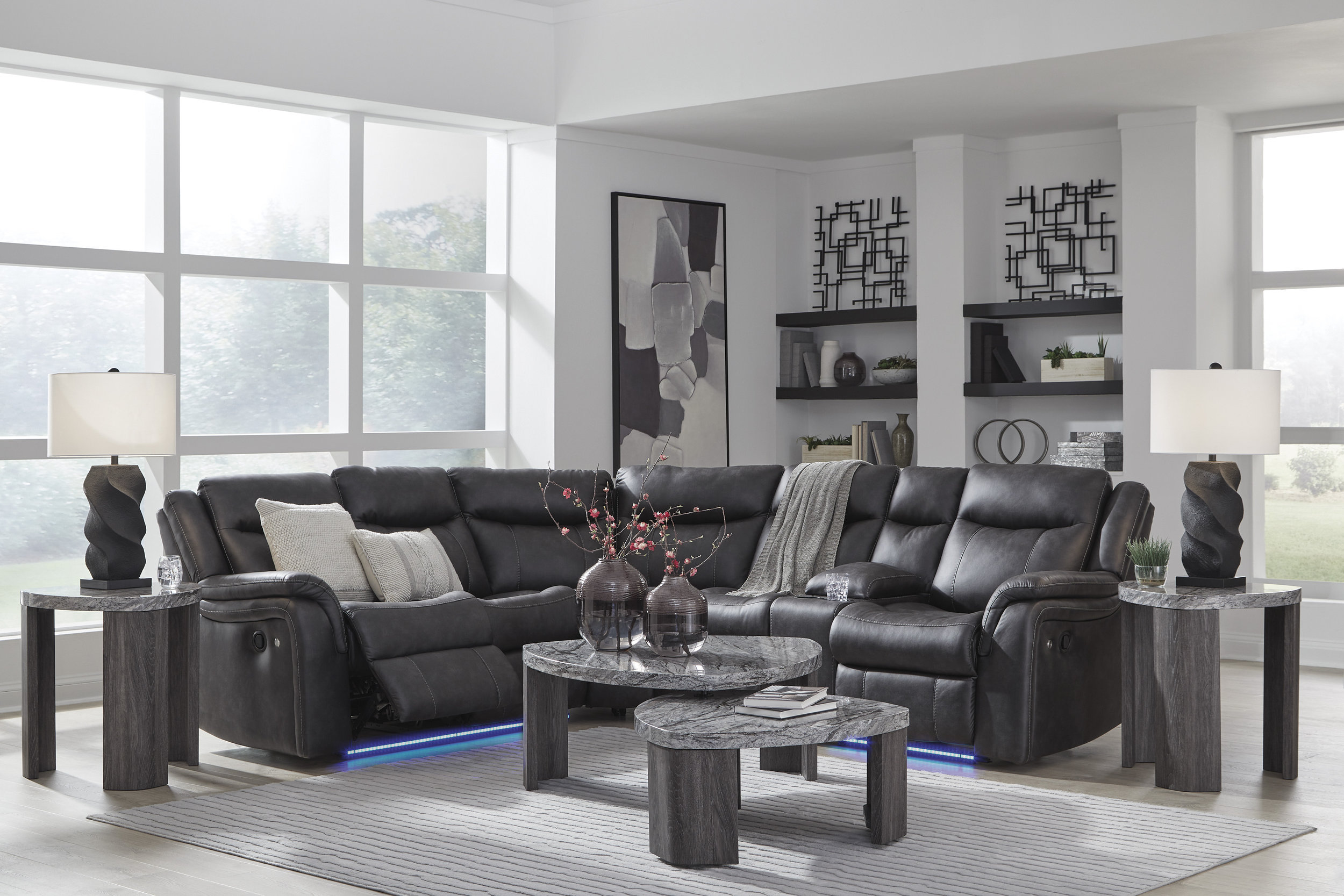 アデレイslimメソッド2本 Ashley Sultan Meadow 2-Piece Reclining Sectional