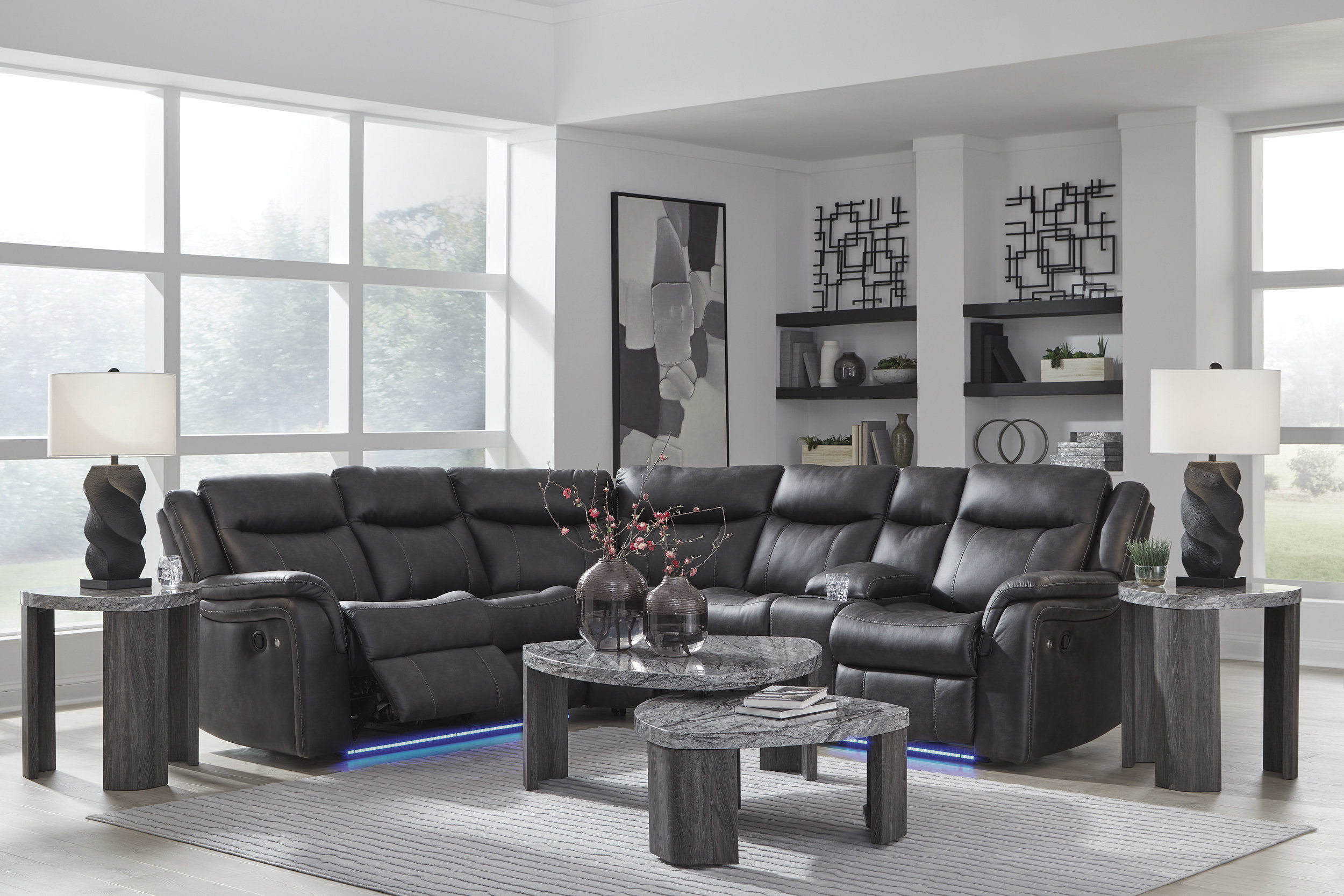 Ashley Sultan Meadow 2-Piece Manual Reclining Sectional in Carbon SKU#: 68614726