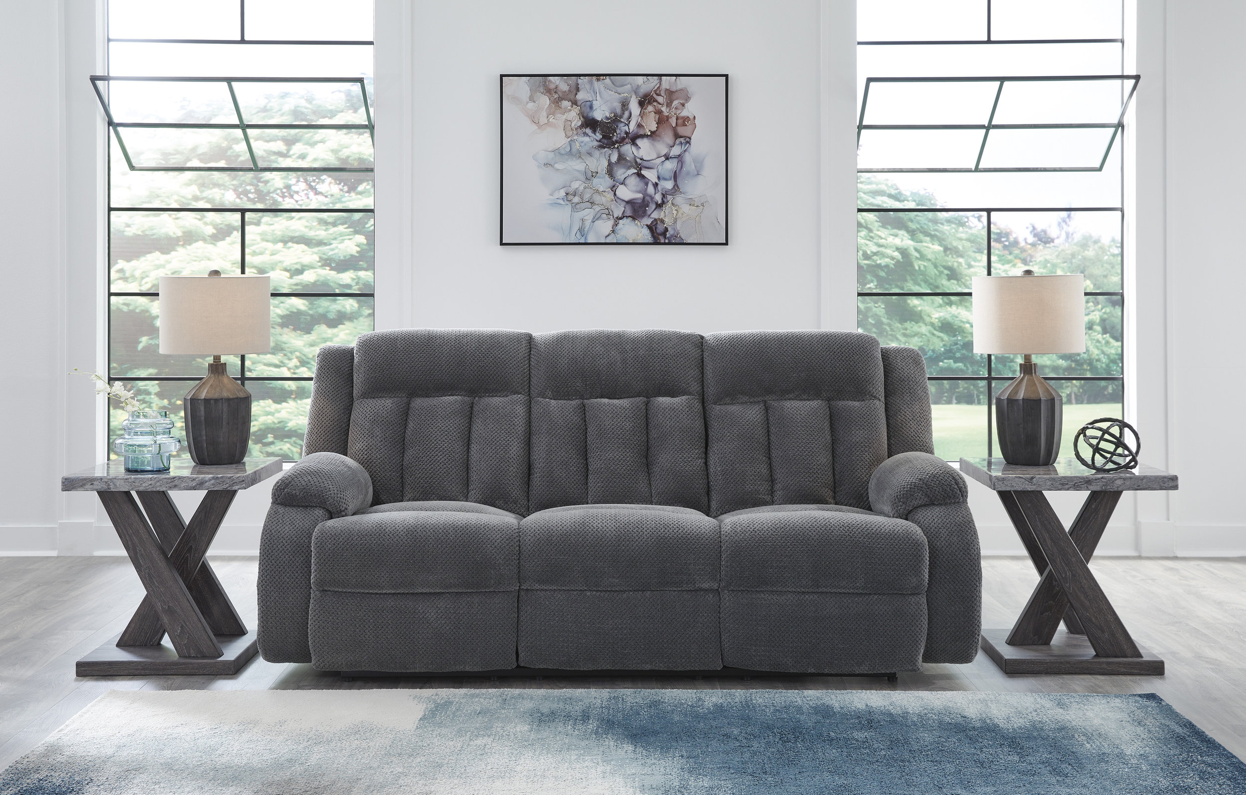 Observation Fabric REC PWR Sofa w/Drop Down Table