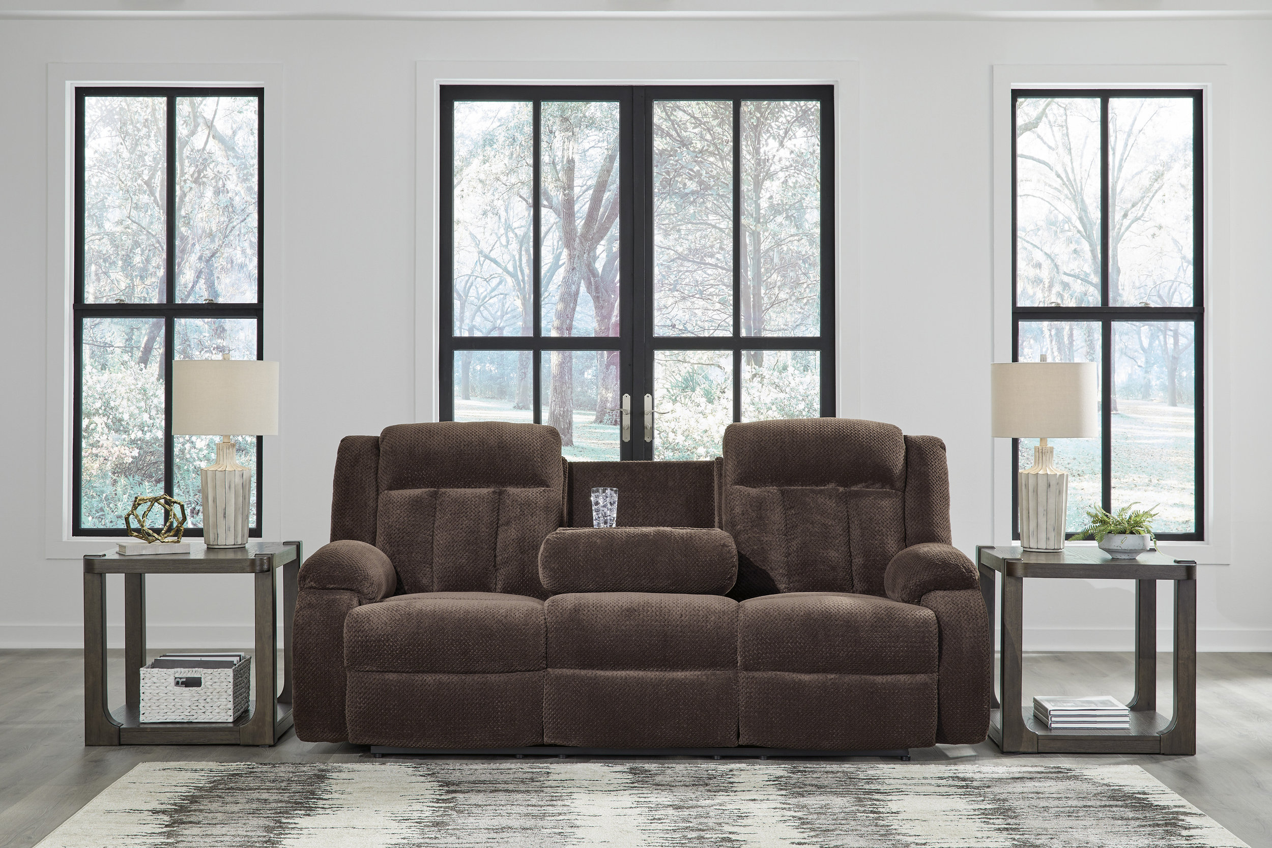 Observation Fabric REC PWR Sofa w/Drop Down Table