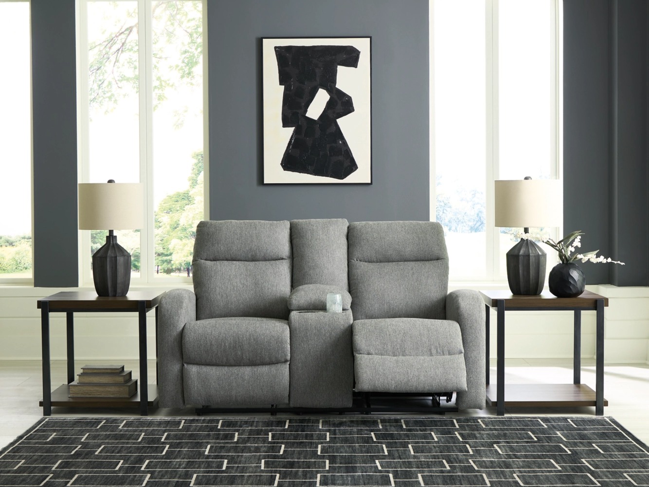 Gauntlet Polyester Reclining Loveseat w/Console