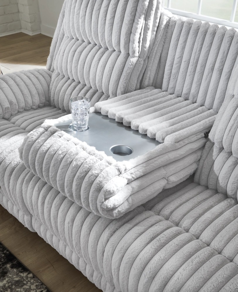 Rhines Falls Polyester Power Reclining Sofa w/Drop Down Table