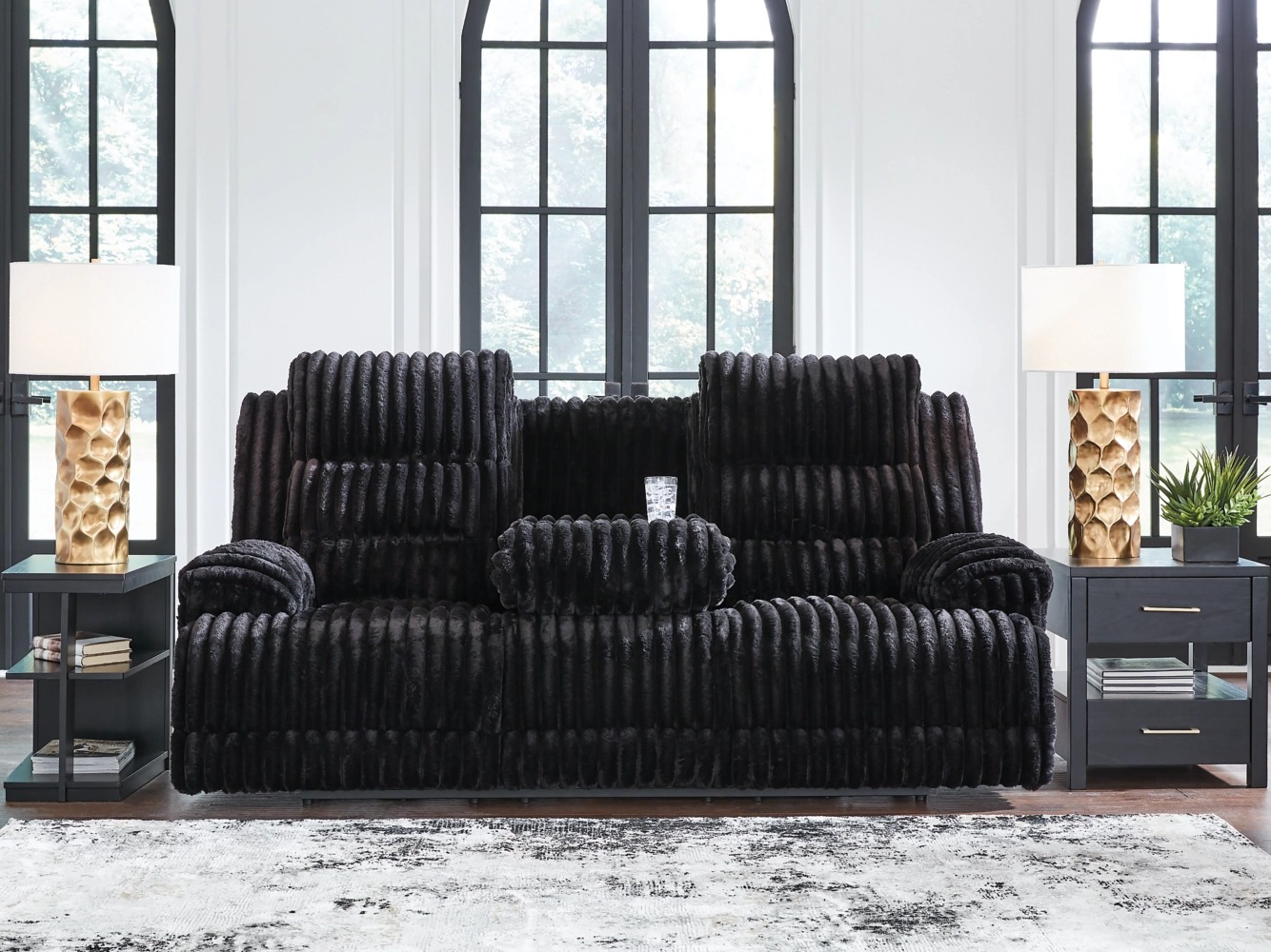 Rhine Falls Polyester Power Reclining Sofa w/Drop Down Table