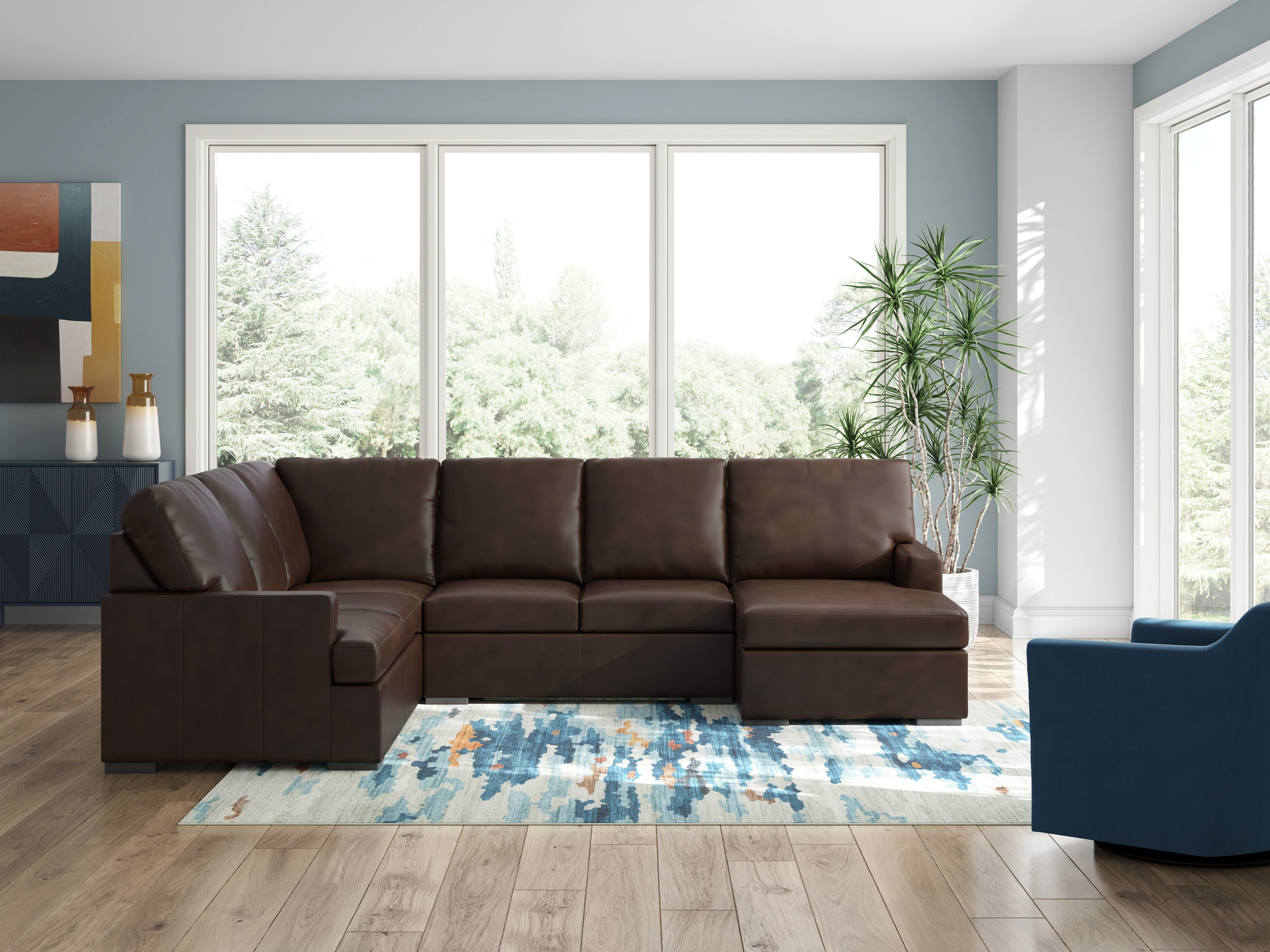 McDowlan Leather/Faux Leather 3-Piece Sectional Sofa w/Right Chaise