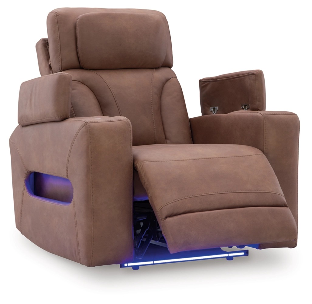 Clean-Slate Faux Leather Power Recliner w/Adjustable Headrest