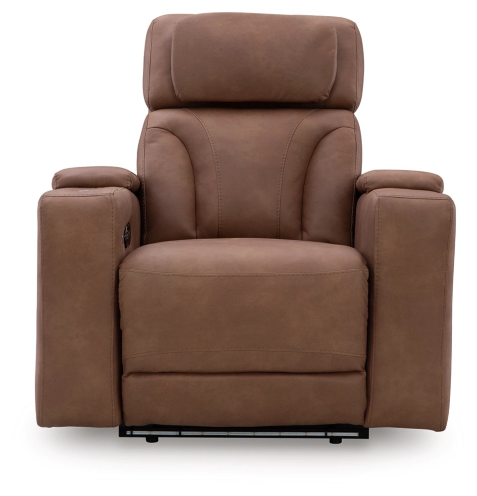 Clean-Slate Faux Leather Power Recliner w/Adjustable Headrest
