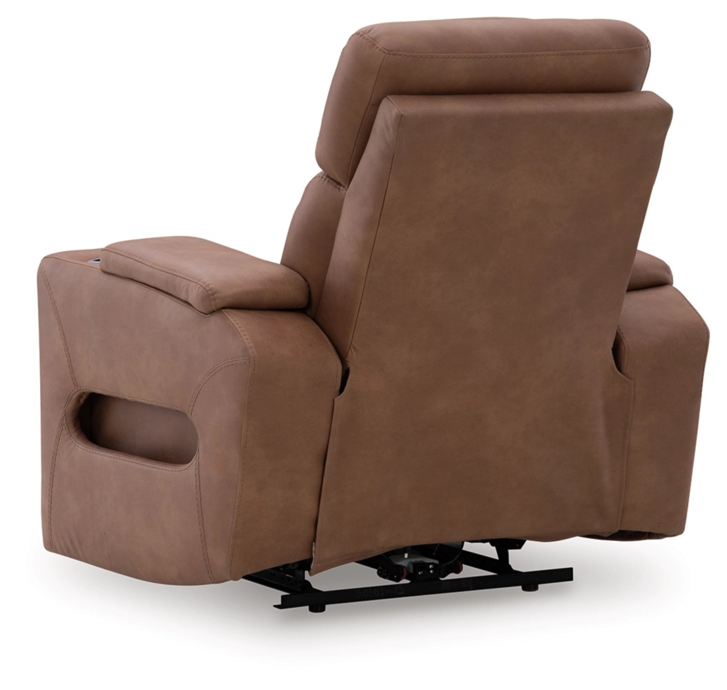 Clean-Slate Faux Leather Power Recliner w/Adjustable Headrest