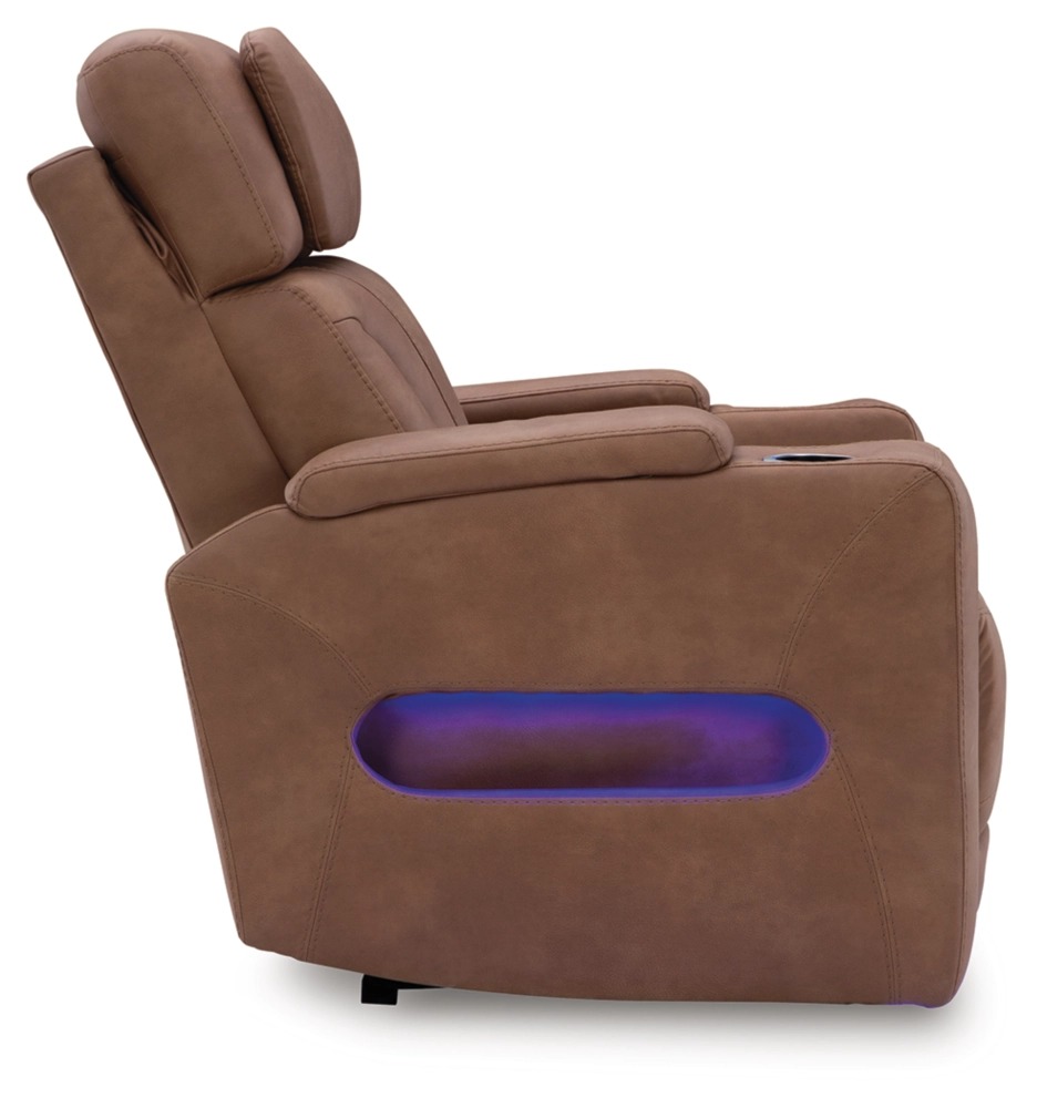 Clean-Slate Faux Leather Power Recliner w/Adjustable Headrest