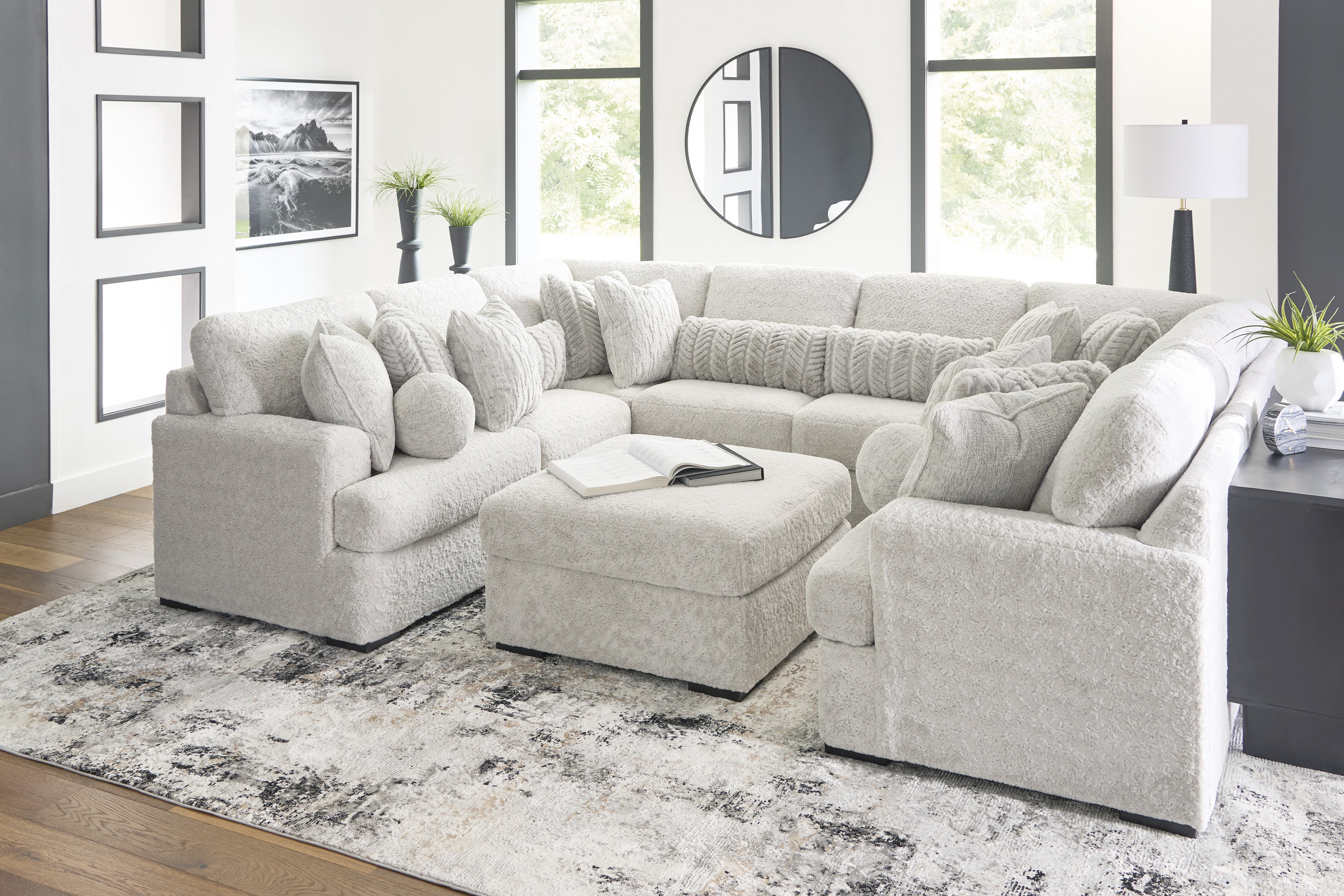 Cuddle Plush Fabric 10-Piece U-Shaped Sectional Sofa