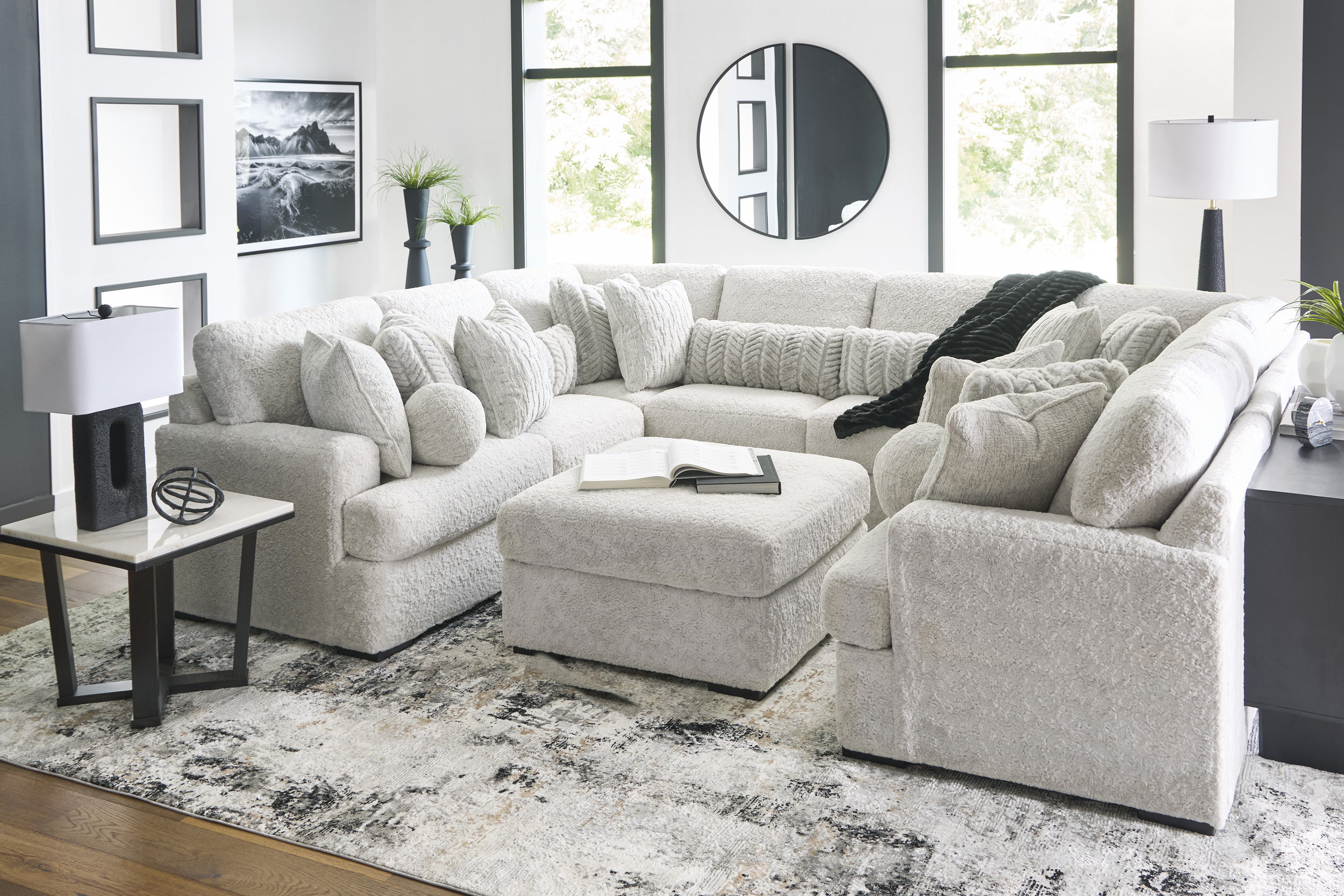 Cuddle Plush Fabric 10-Piece U-Shaped Sectional Sofa