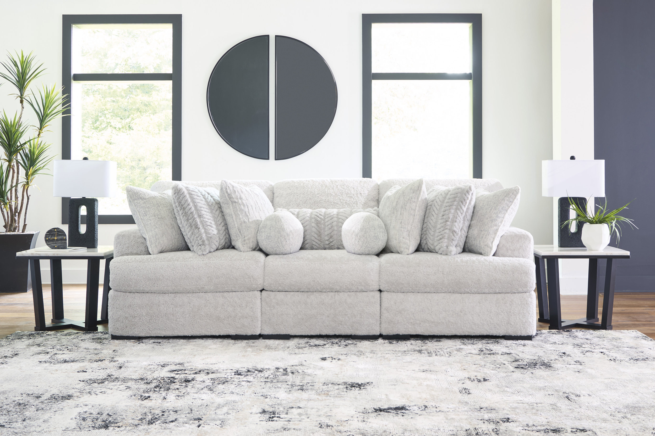 Cuddle Plush Fabric 3-Piece Sofa