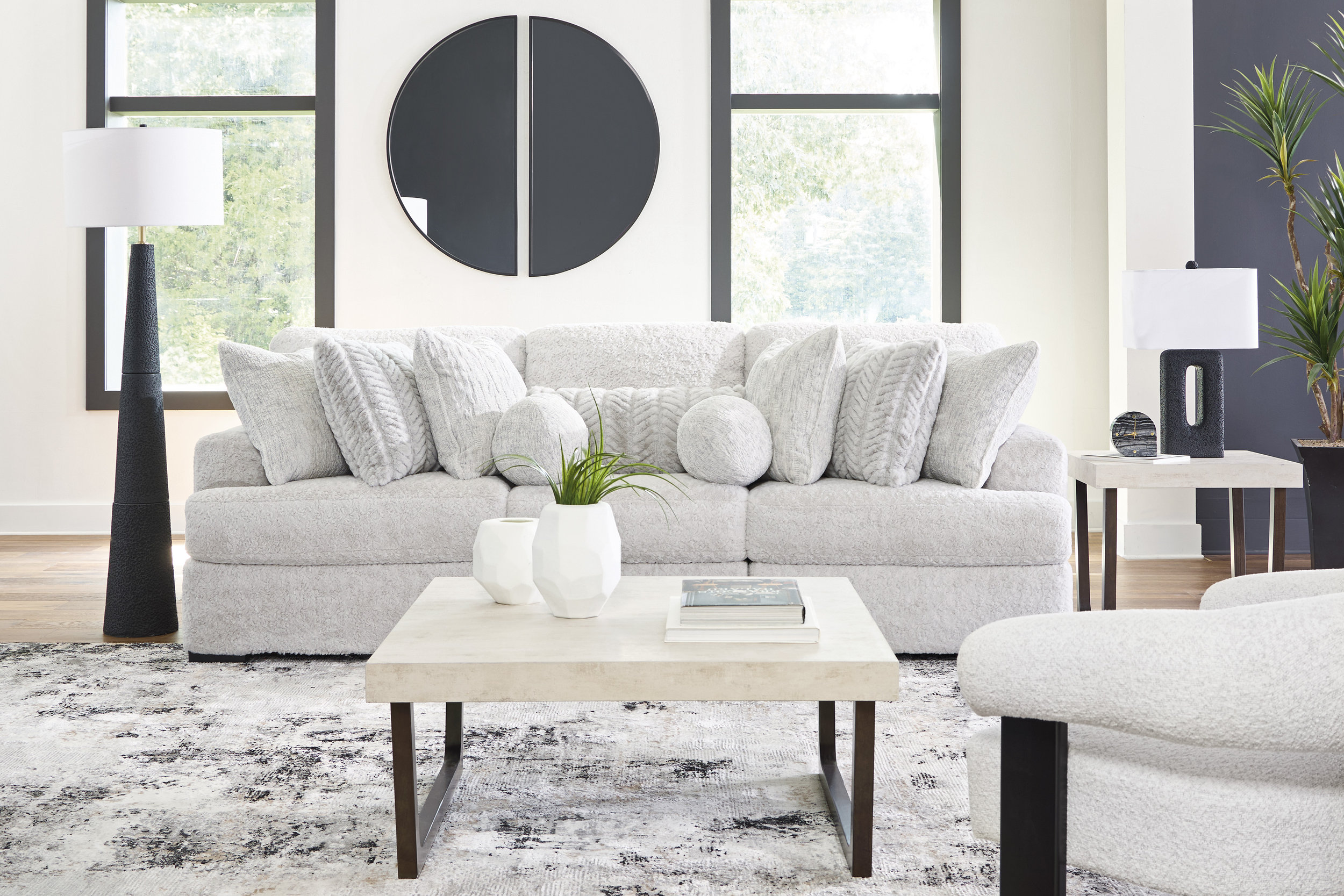 Cuddle Plush Fabric 3-Piece Sofa