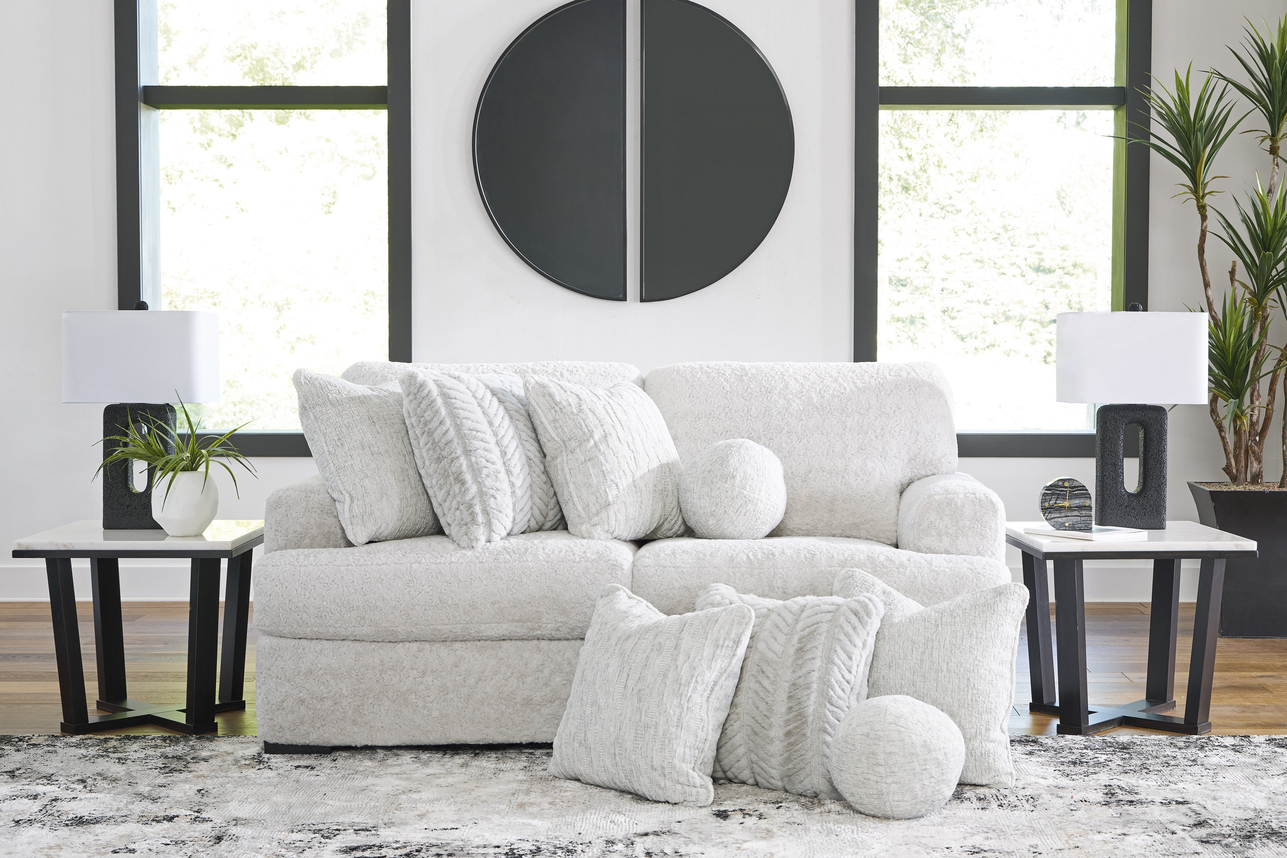 Cuddle Plush Fabric 2-Piece Loveseat
