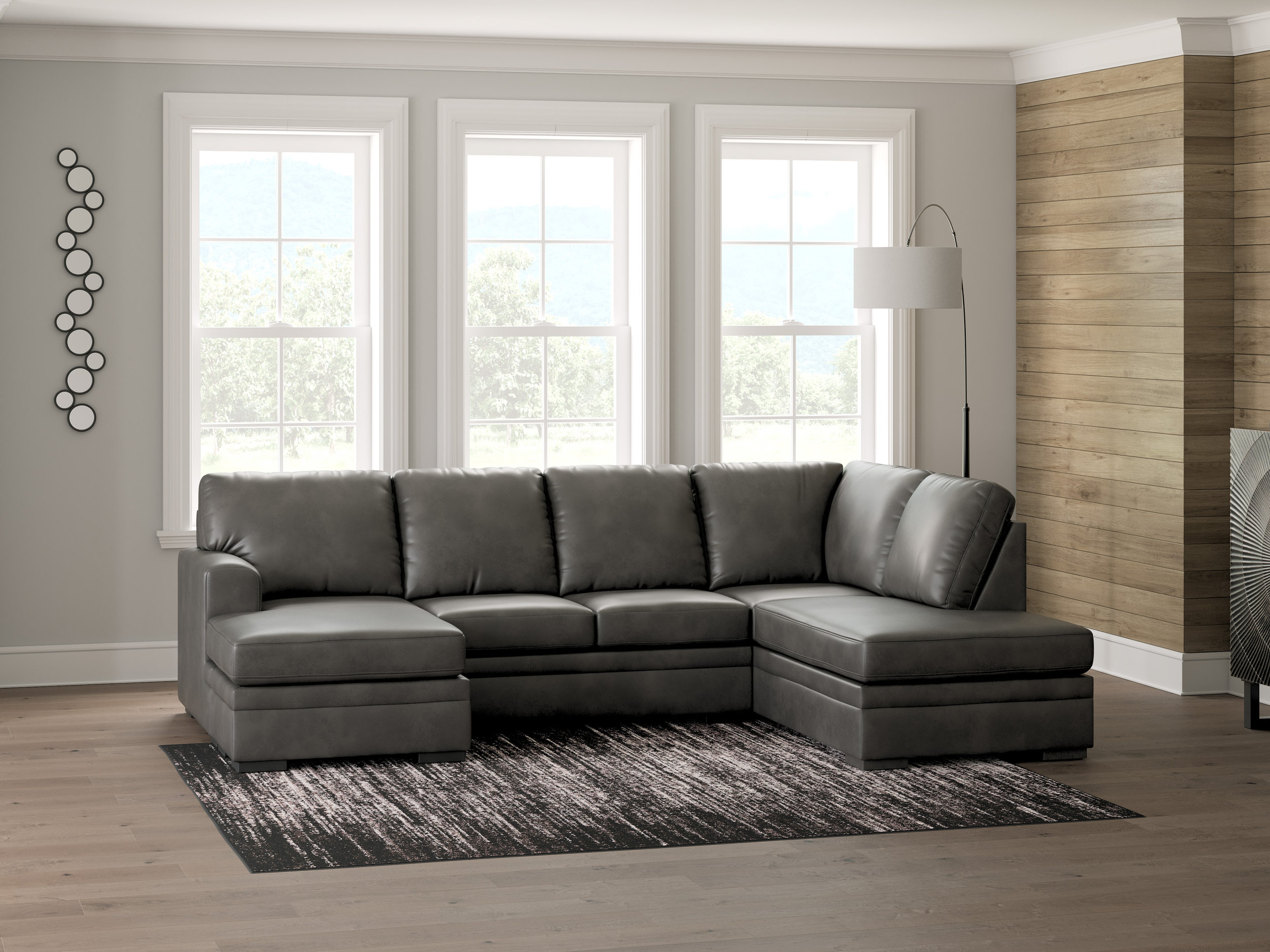 Lofton-Pike Faux Leather U-Shaped 2-Piece Sectional w/Left Arm Chaise Facing