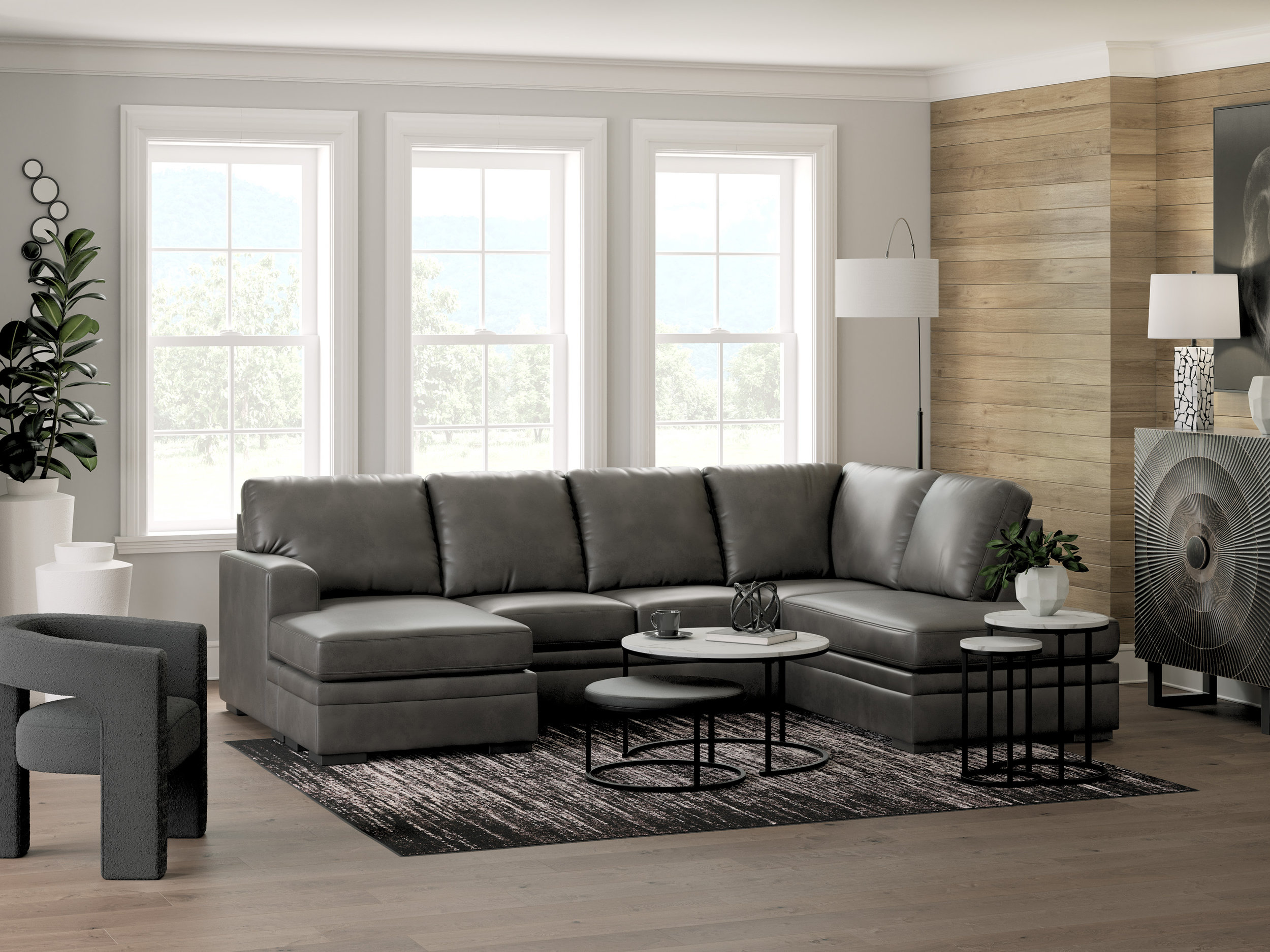 Lofton-Pike Faux Leather U-Shaped 2-Piece Sectional w/Left Arm Chaise Facing