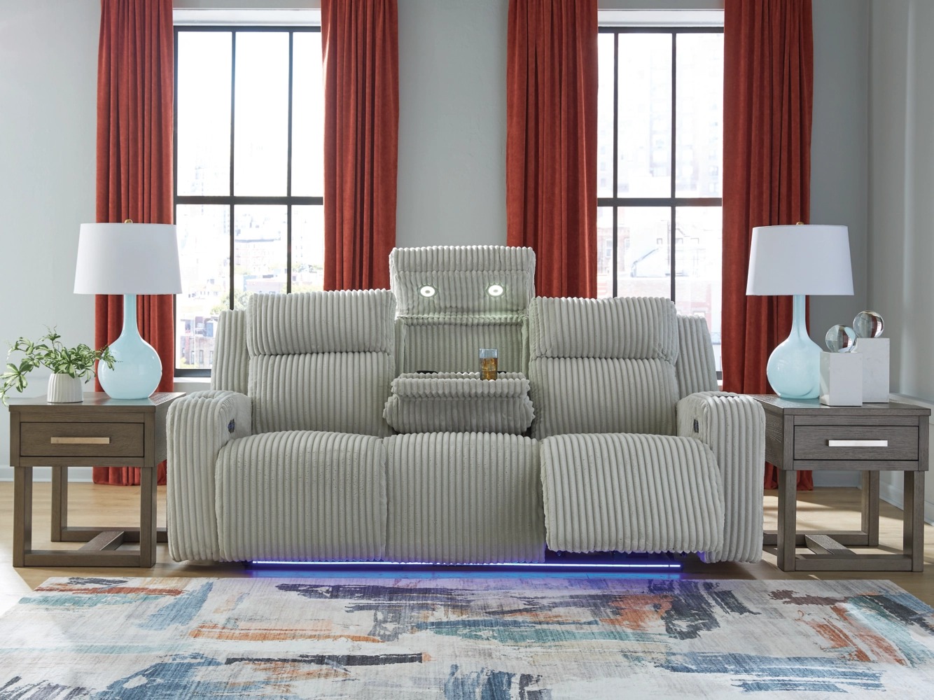 Forest Lake Polyester Power Reclining Living Room Set