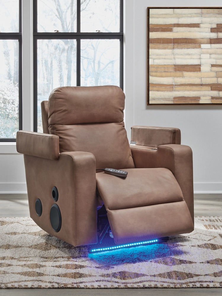 Lorrenton Faux Leather Glider Power Recliner w/Audio System