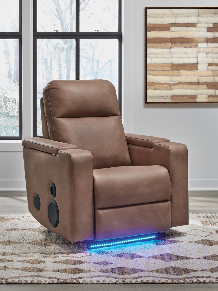 Lorrenton Faux Leather Glider Power Recliner w/Audio System