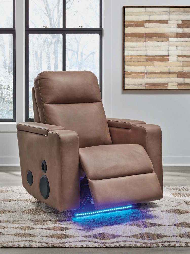 Lorrenton Faux Leather Glider Power Recliner w/Audio System