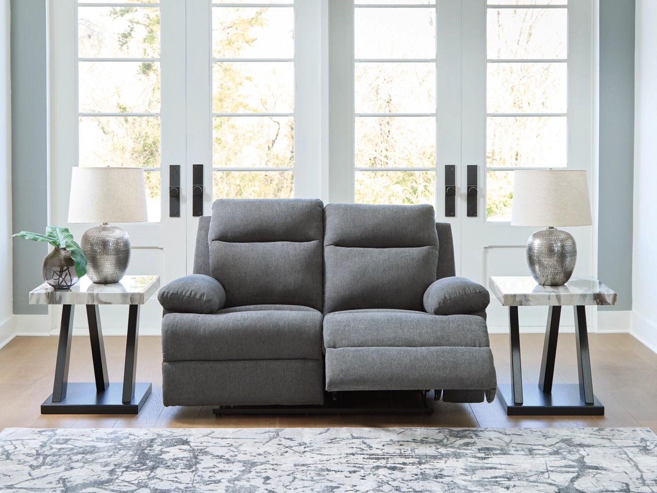 Side-Swipe Polyester Reclining Living Room Set