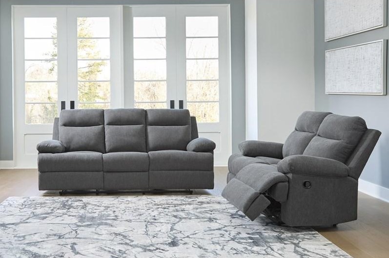 Side-Swipe Polyester Reclining Loveseat