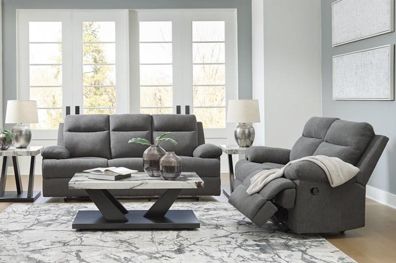 Side-Swipe Polyester Reclining Loveseat