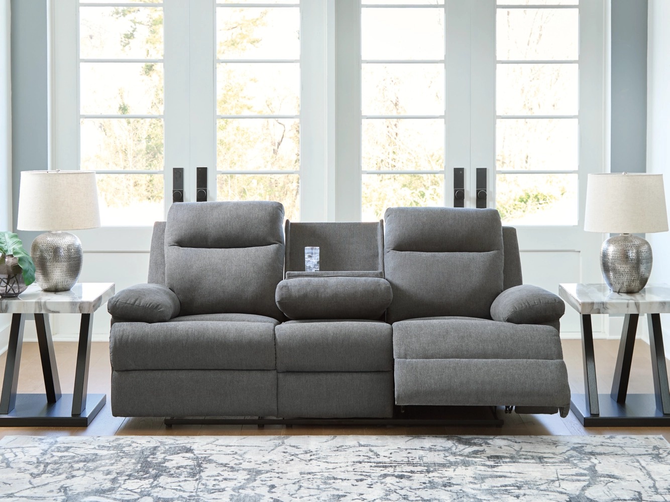 Side-Swipe Polyester Reclining Living Room Set