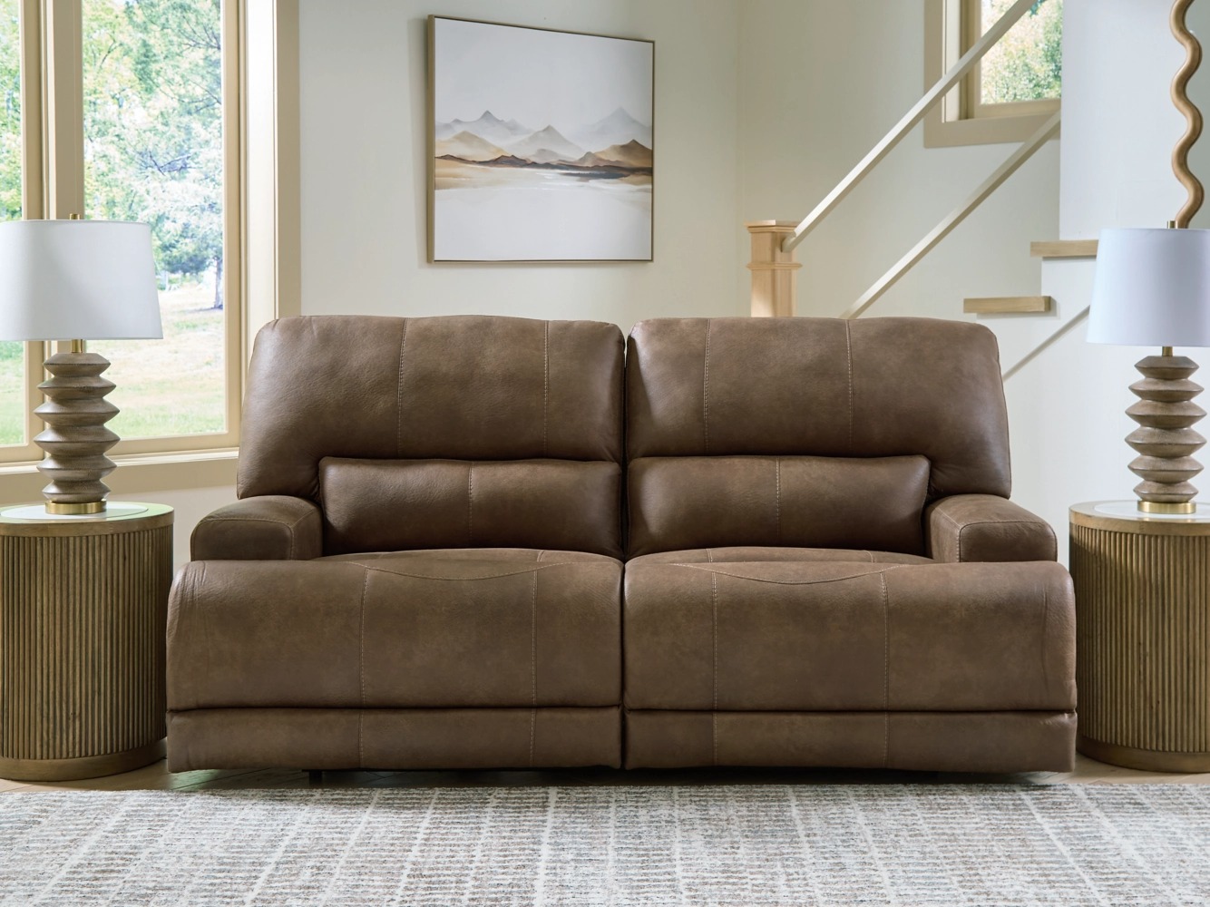 Beckley Place Faux Leather 2-Seat Power Reclining Sofa w/Adjustable Headrests