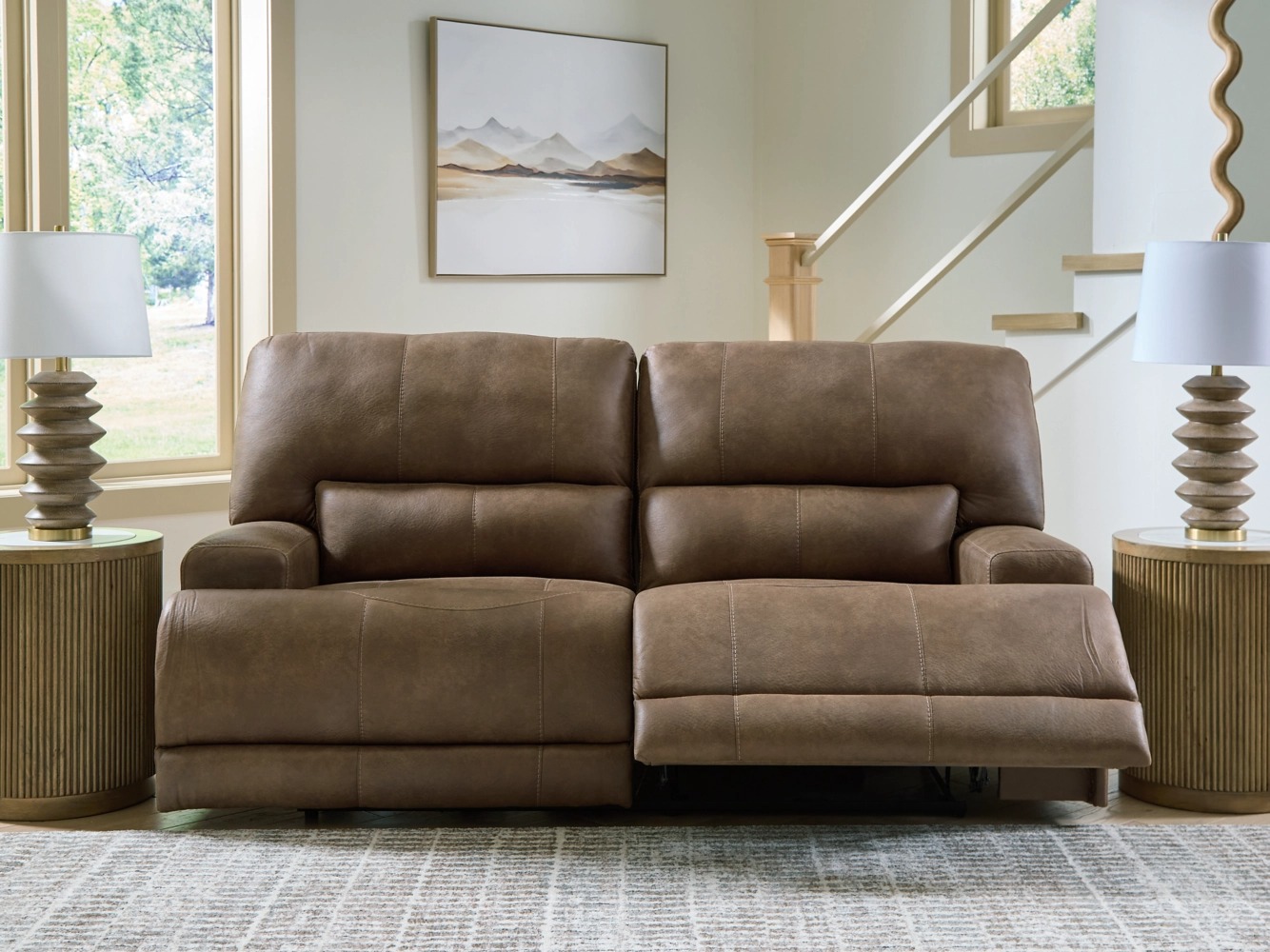 Beckley Place Faux Leather 2-Seat Power Reclining Sofa w/Adjustable Headrests