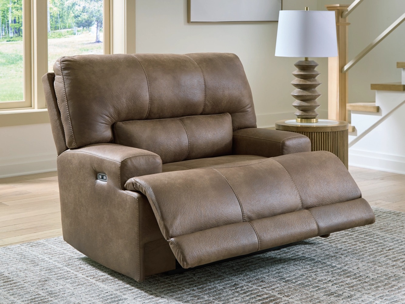 Beckley Place Faux Leather Power Recliner w/Adjustable Headrest