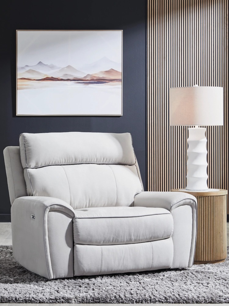 Social Pointe Polyester Power Recliner w/Adjustable Headrest