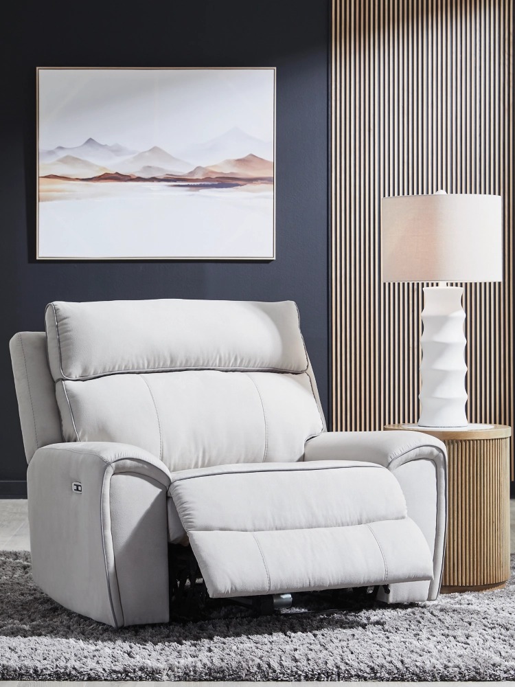 Social Pointe Polyester Power Recliner w/Adjustable Headrest