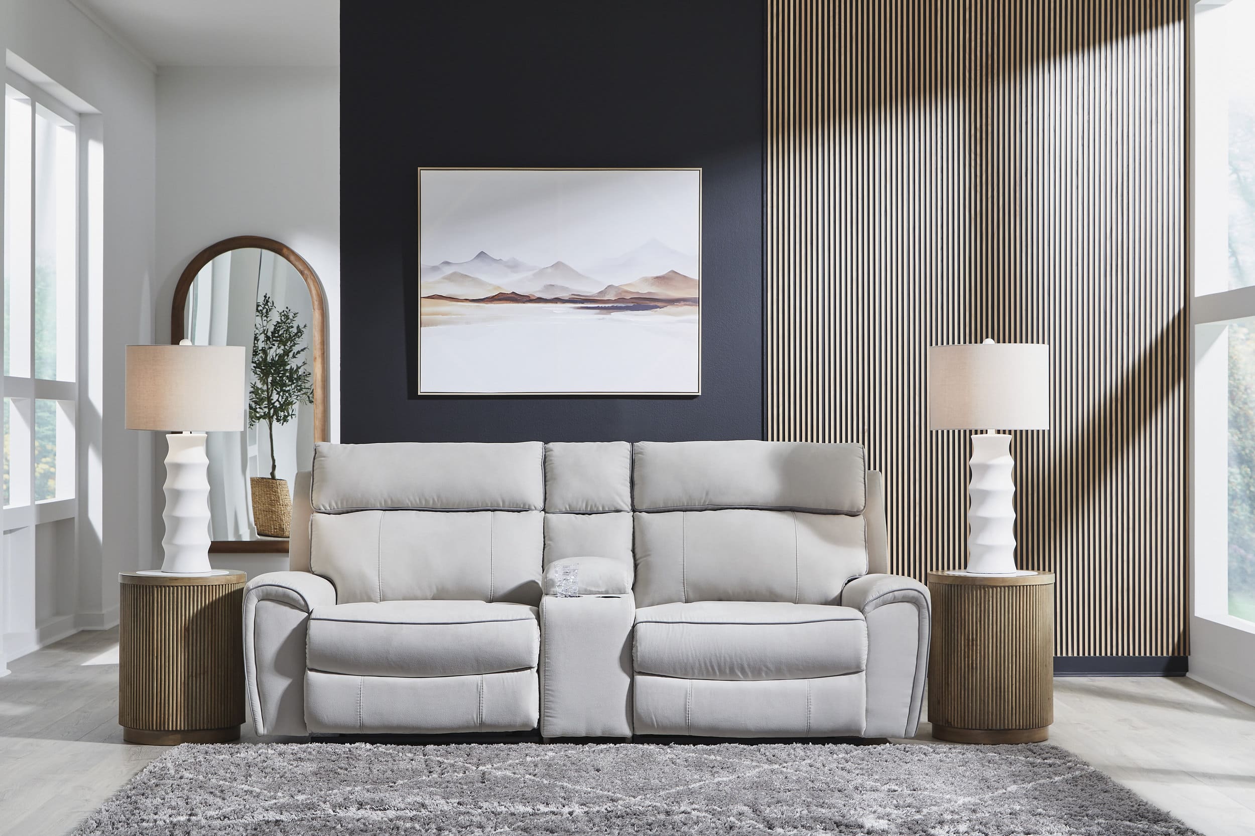 Social Pointe 3-Piece Polyester Modular Power Reclining Loveseat w/Console