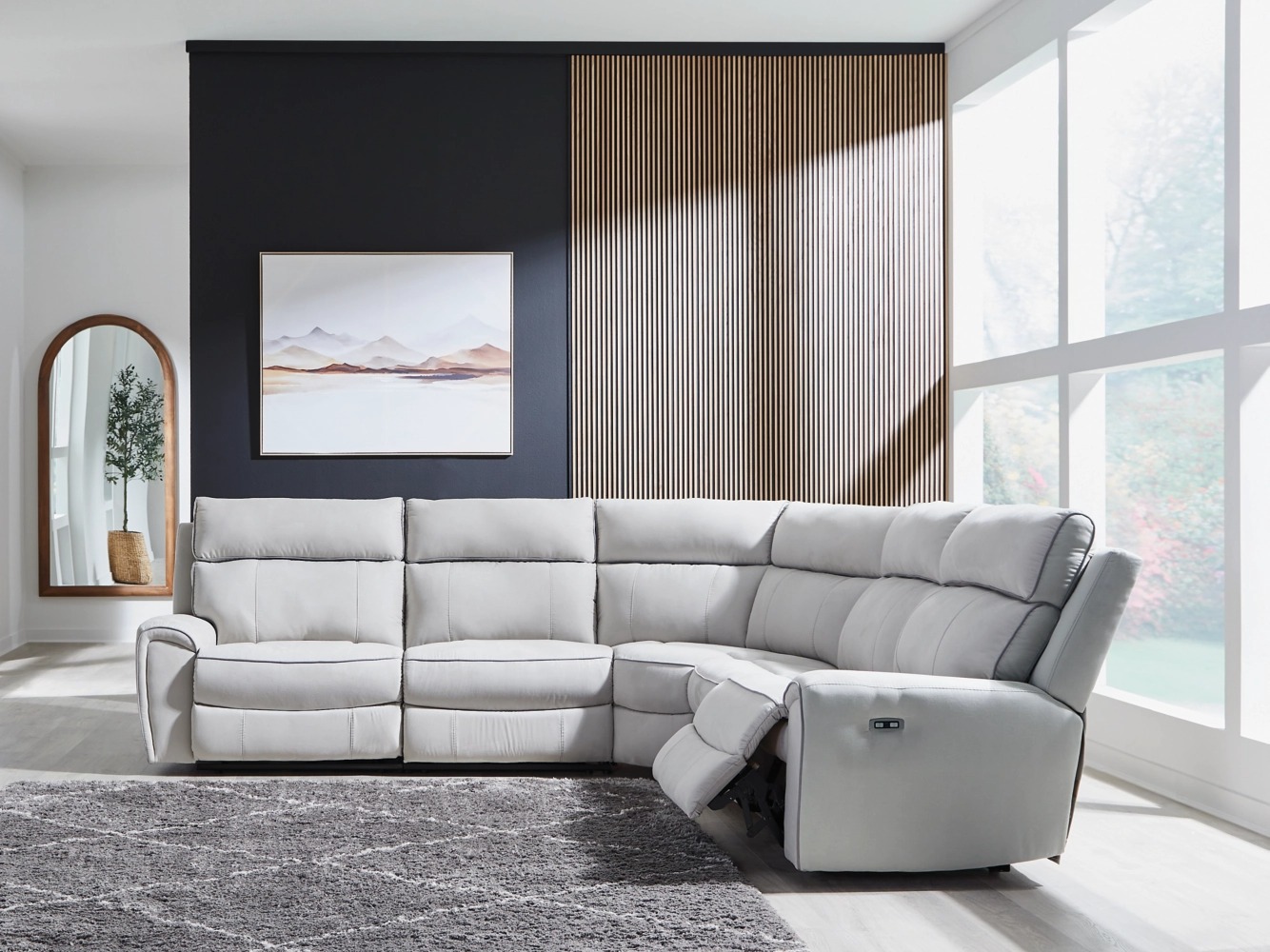 Social Pointe 5-Piece L-Shaped Polyester Power Reclining Sectional
