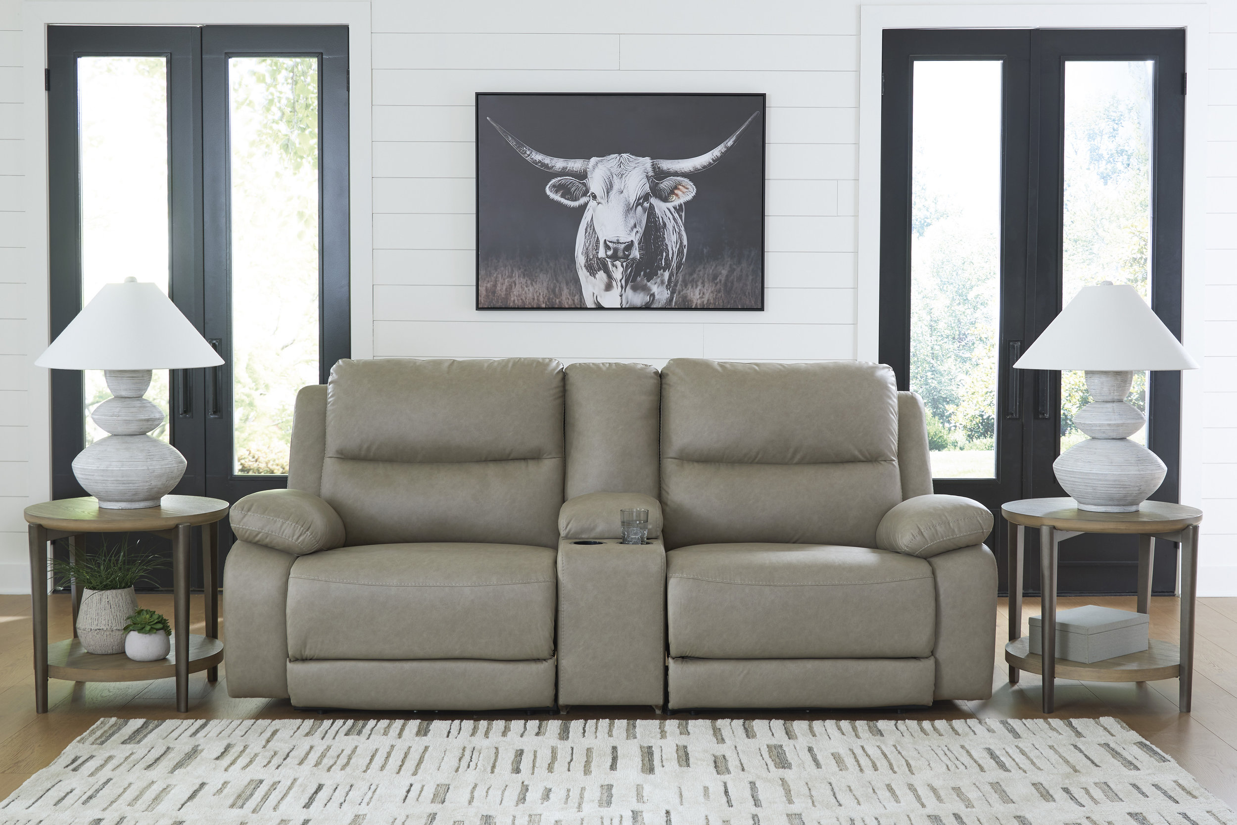Narwhal Place 3-Piece Faux Leather Modular Power Reclining Loveseat w/Console