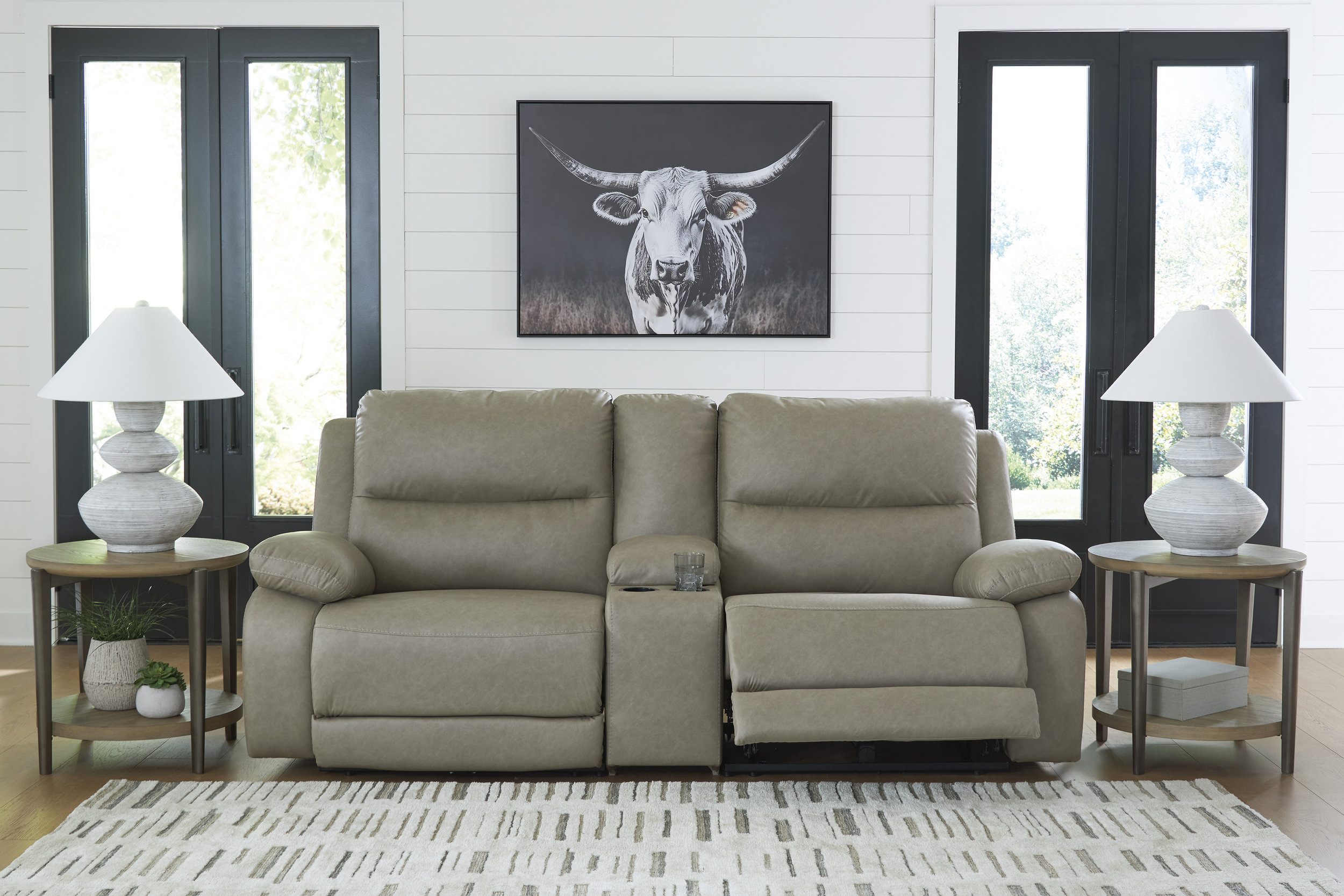 Narwhal Place 3-Piece Faux Leather Modular Power Reclining Loveseat w/Console